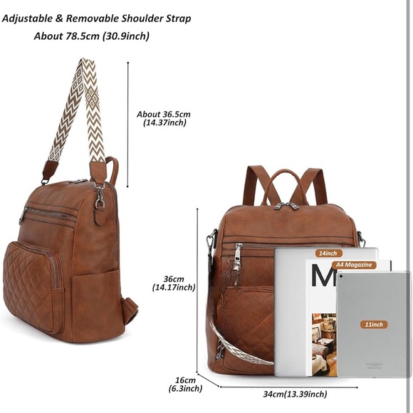 Brown Leather convertible Backpack main image 5